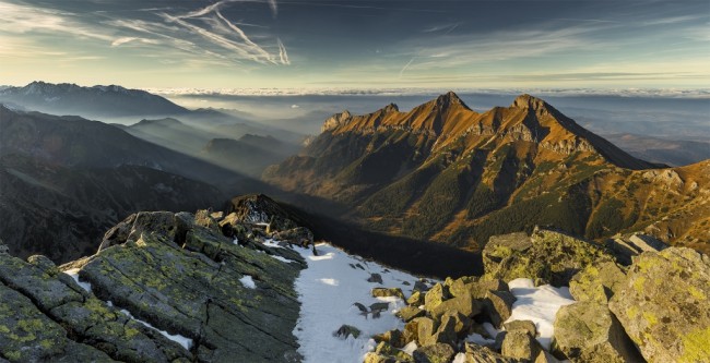 Vysoké Tatry - západ slunce z Jahňacího štítu